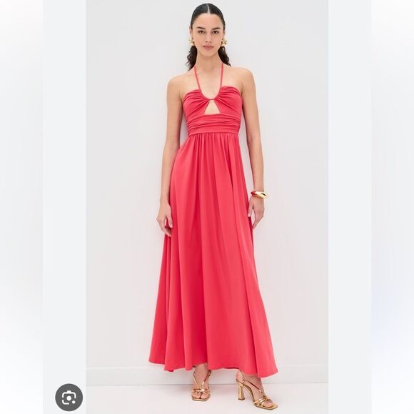 Susana Monaco U Gathered Tie Maxi Dress in Navy NWOT SMALL - Picture 5 of 11